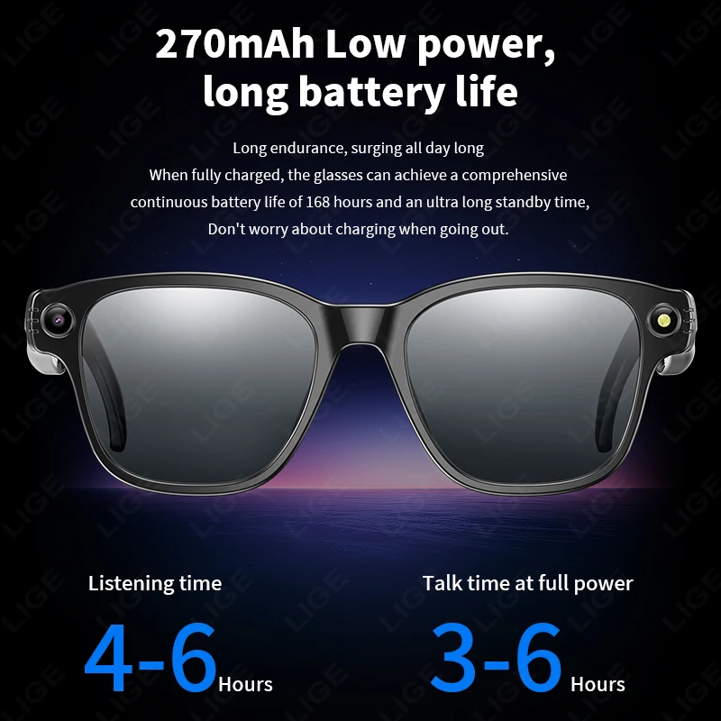 New AI Smart Glasses 800W Camera WIFI+Bluetooth Real-time Transmission Sunglasses Touch Control Video Record Glasses Android IOS