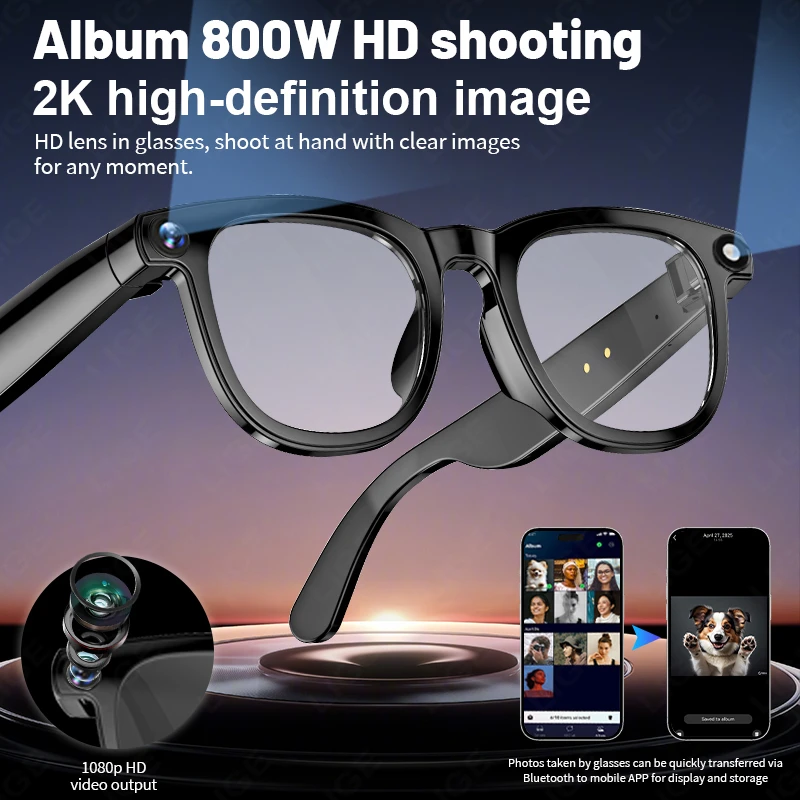 Discover the Revolutionary Features of AI Smart Glasses with 8MP Camera Video Recording Eyeglass Languages Translation Sunglasses Bluetooth Call Music Player Men Women