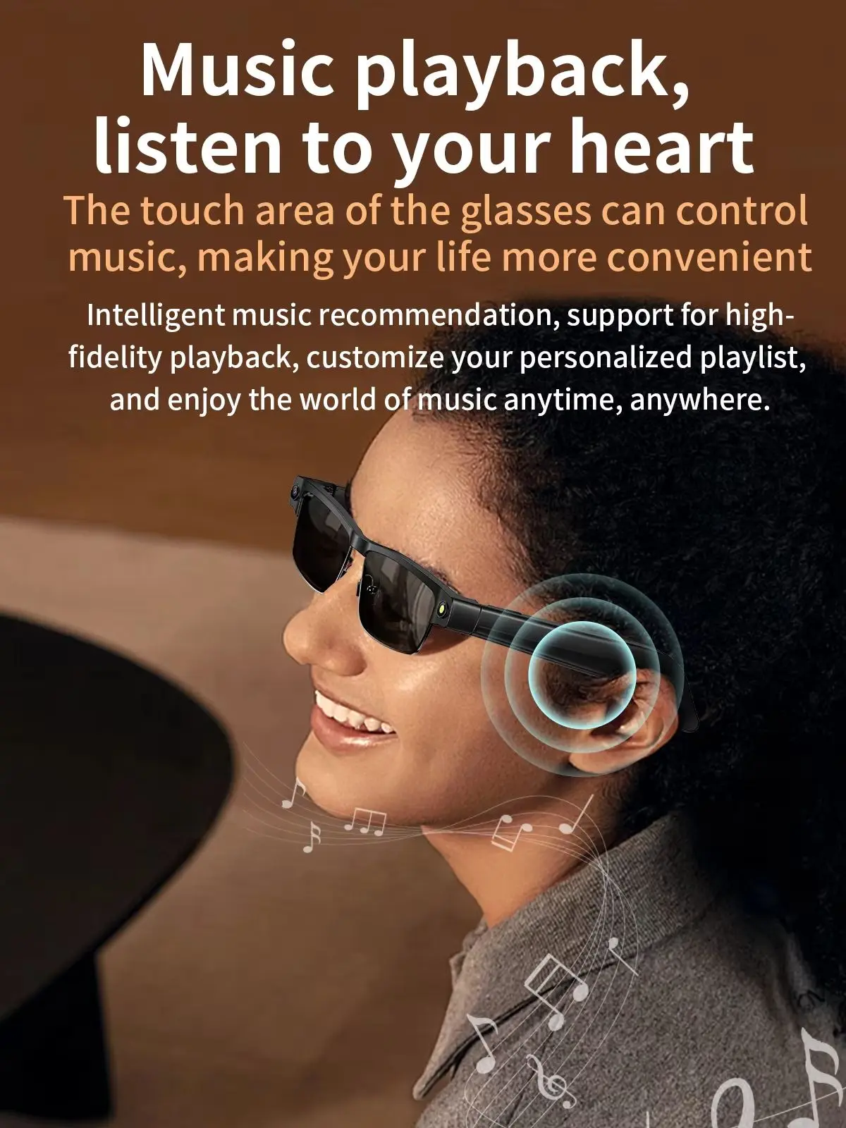 Camera Smart Glasses Photo Video Record BT Call Music Playback Smart Glasses Al Object Recognition Voice Assistant Sunglasses