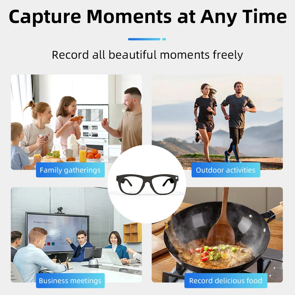 Domars AI Glasses Include High-definition Camera Multilingual Intelligent Translation Built-in Photo and Video Recording System