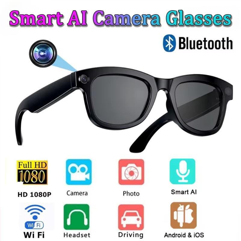 AI Smart Glasses HD 1080P Camera Polarized Sunglasses Mini Video Recorder Security Sports DVR Surveillance Camcorder 2025 Bluetooth Wireless Adapter Wearable Chargeable Transparent Lenses