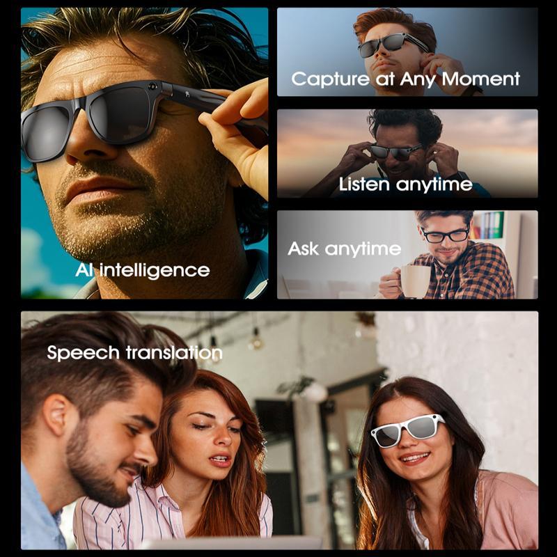 Smart AI Glasses 100MP Camera Chat GPT Voice Assistant Control Bluetooth Call Video Music Player Sport Sunglasses For Men Women Local Wearable White - Image 5