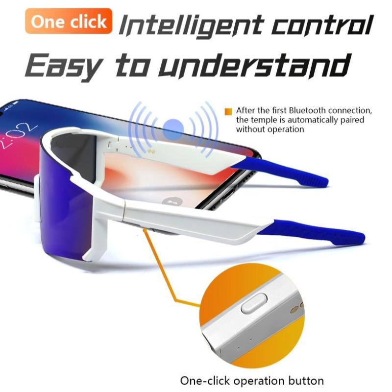 QY-Pro1 Bluetooth  Smart Glasses AI Intelligent Translation Sunglasses Voice Remote Control Music Eyewear Waterproof Eyeglasses Automatic Button Magnetic Wearable Black-Yellow Orange