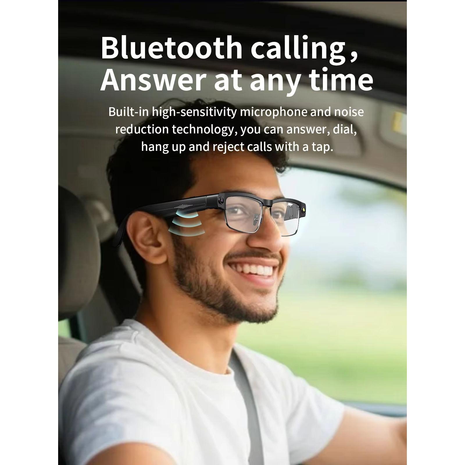 Camera Smart Glasses Photo Video Record BT Call Music Playback Smart Glasses Al Object Recognition Voice Assistant Sunglasses Bluetooth Android Magnetic Memory Wearable - Image 5