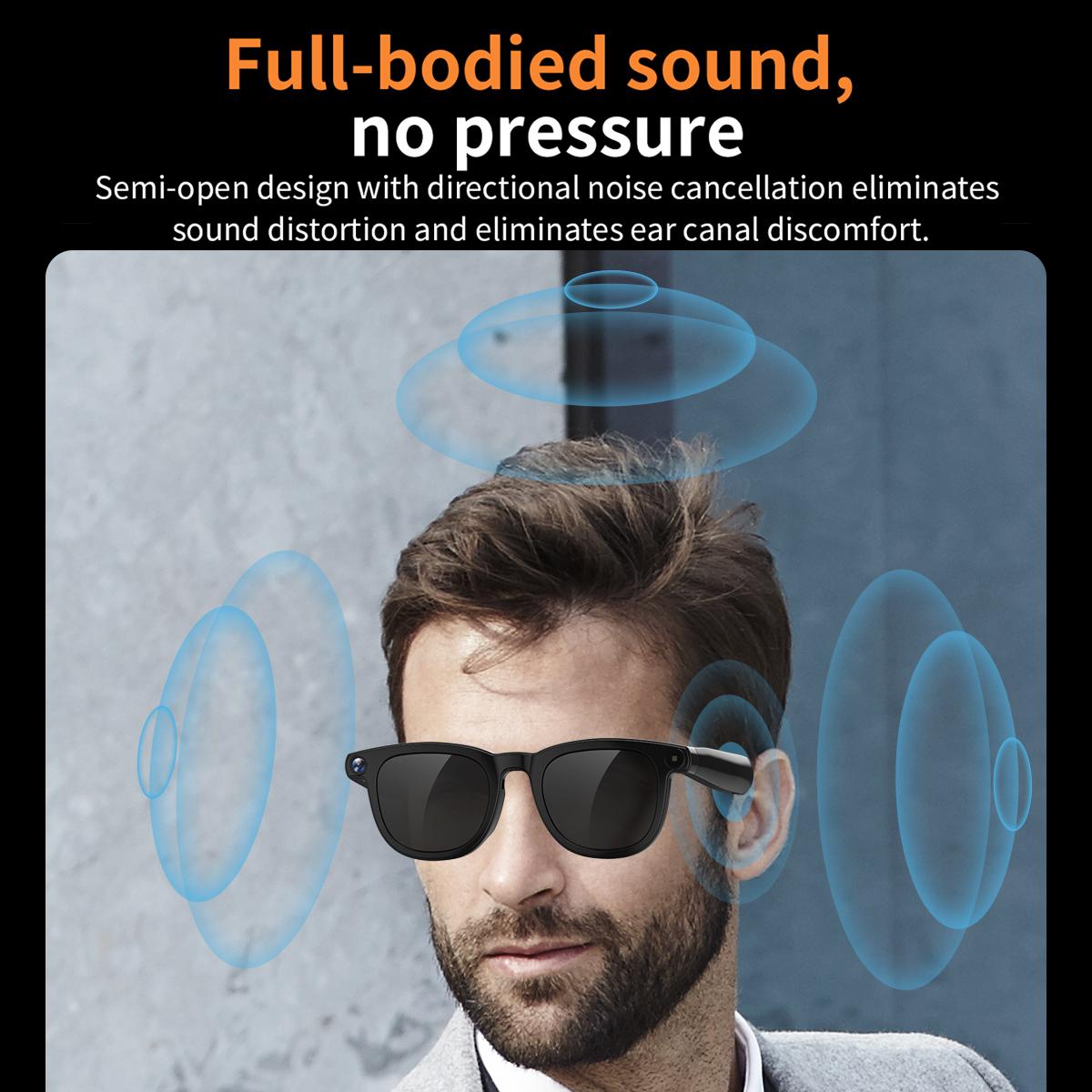 V3 AI Smart Glasses with ChatGPT 8MP Camera Video Recording Bluetooth Calls Voice Wake Music Playback Sunglasses Wireless Durable Remote Wearable Black - Image 3