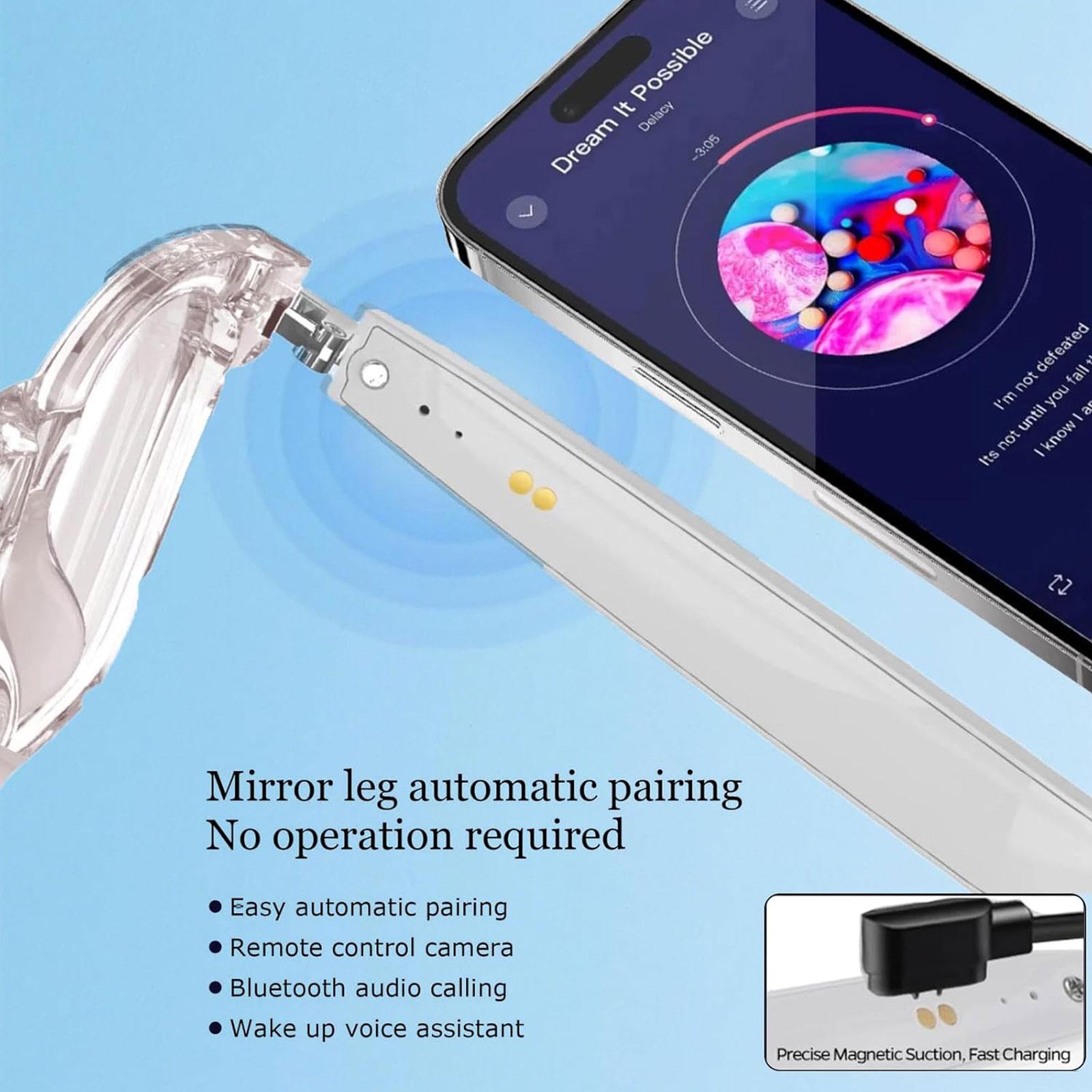 Smart AI translation audio glasses, real-time app translation in over 160 languages, light-sensitive color-changing lenses Wearable White - Image 5