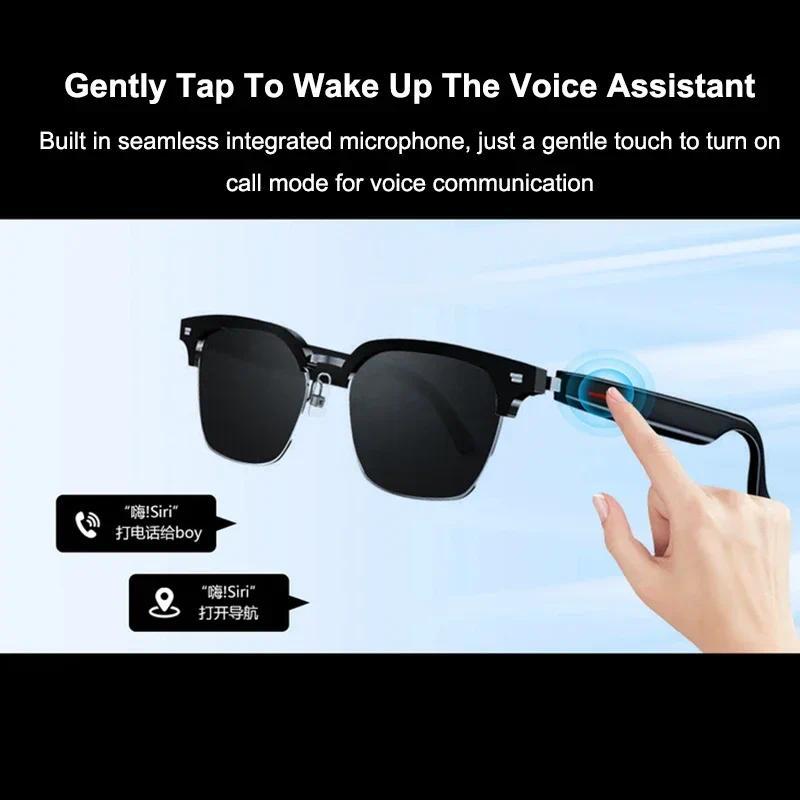 AI Real-time Translation Smart Glasses Wireless Bluetooth Call & Voice Assistant Touch Control Glasses with Mic Speaker Earphone Automatic Wearable Water Proof Chargeable D Style Full Frame - Image 4