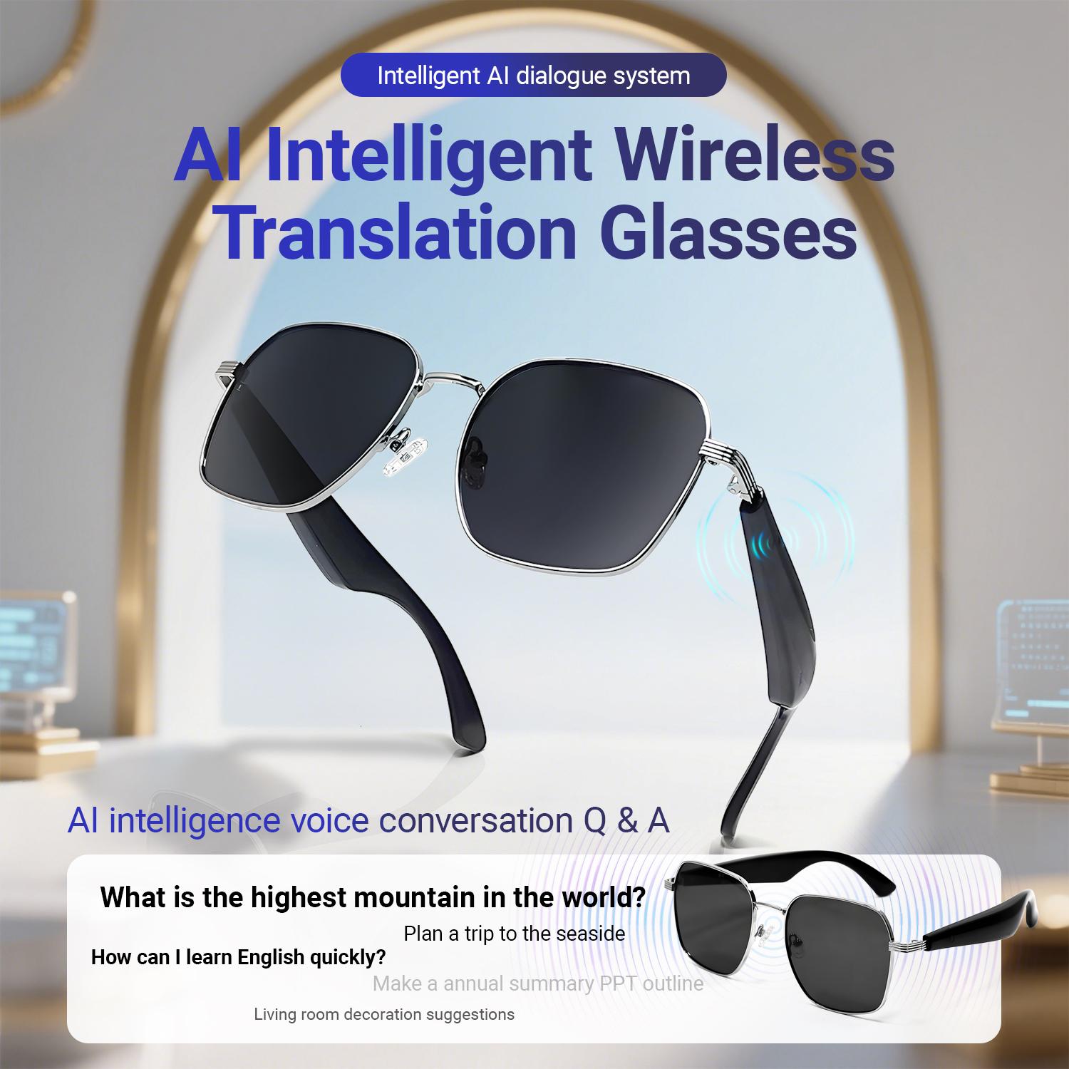 GY200 Smart Glasses 100+ Online Language AI Automatic Dialogue Translation Bluetooth Glasses With Speaker Sports UV Protection Magnetic Water Proof Wireless Android Device Remote Wearable Chargeable Pink - Image 5