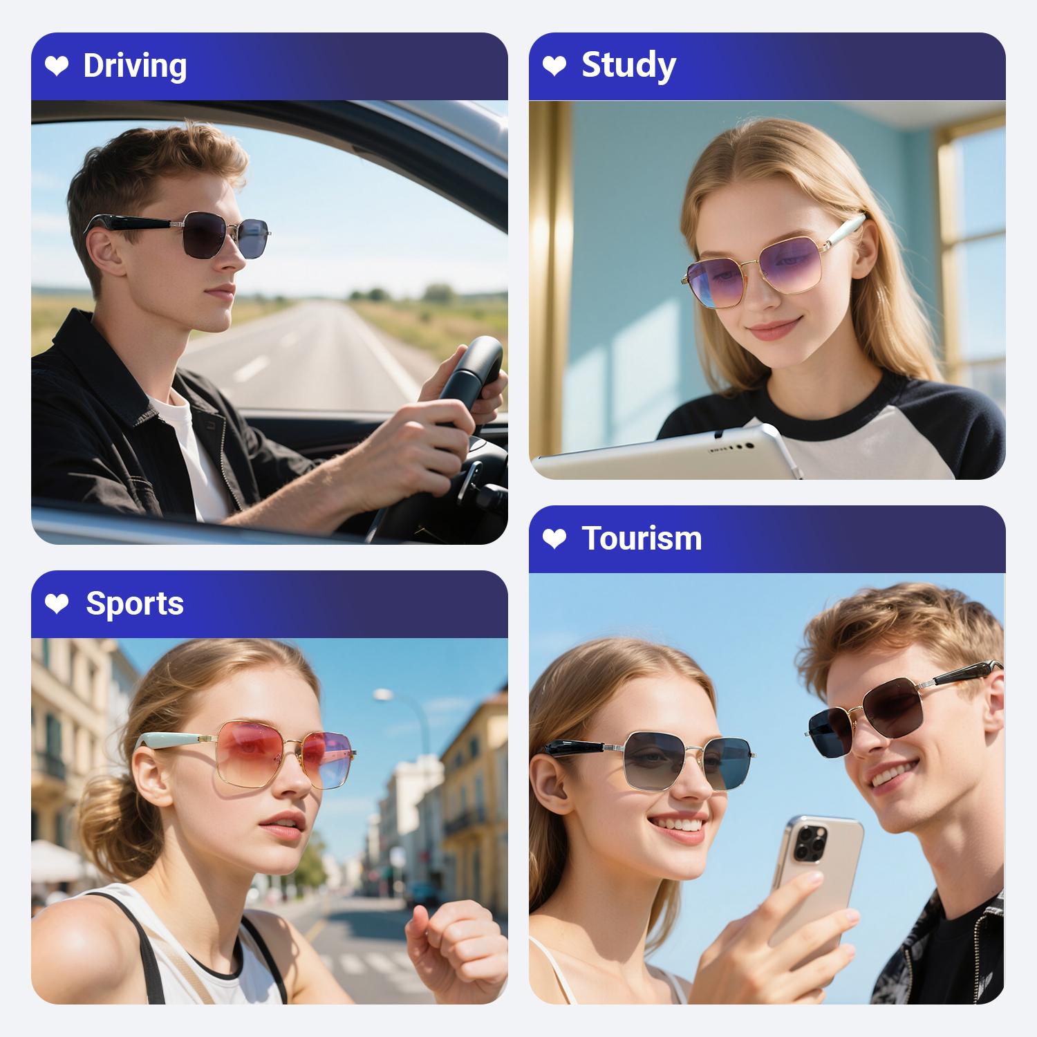 GY200 Smart Glasses 100+ Online Language AI Automatic Dialogue Translation Bluetooth Glasses With Speaker Sports UV Protection - Image 3
