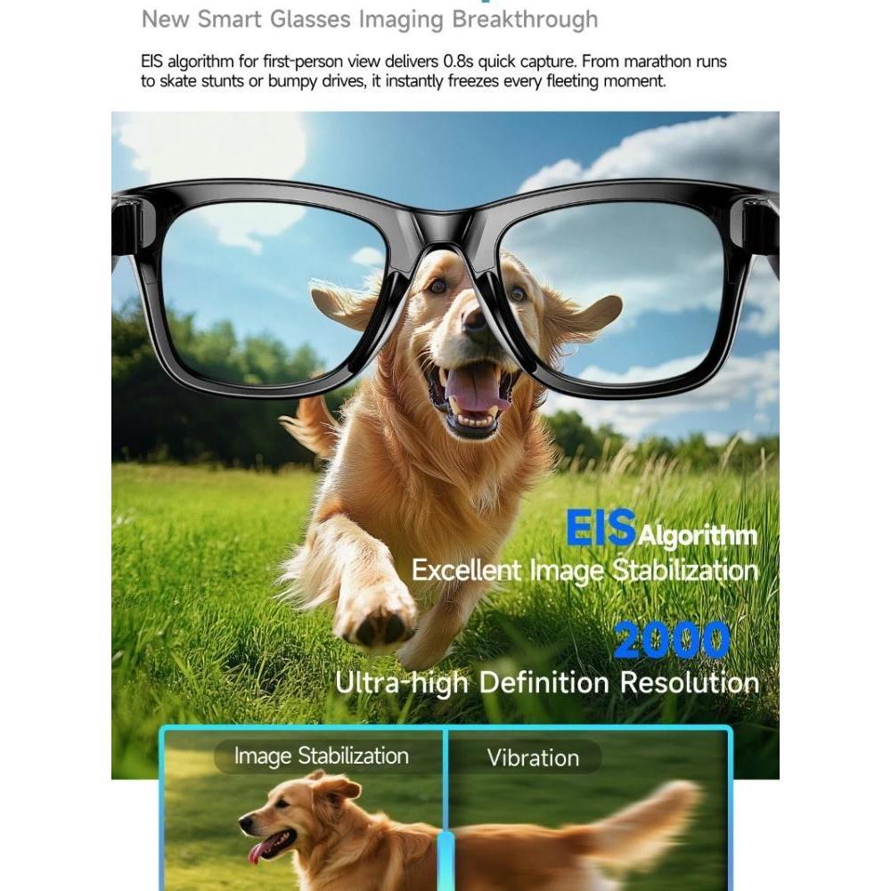AI Camera Smart AI Translation Glasses 32 Million Pixels Sunglasses Wi-Fi Transfer Noise Reduction HD Photo and Video Anti-shake Bluetooth Dustproof Magnetic Memory Wearable Anti-Blue Light