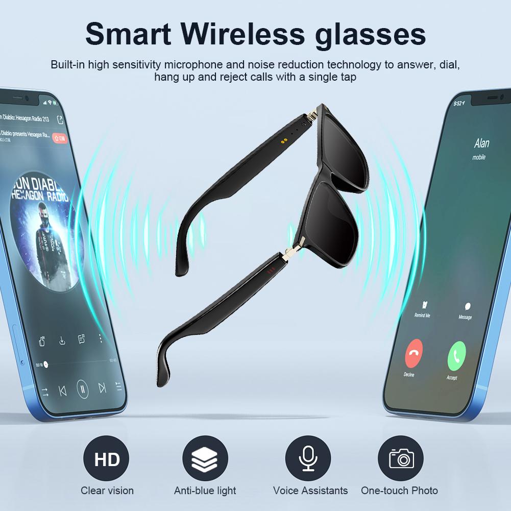 Smart Wireless Glasses With AI Translator BT Glasses Hands-Free Music & Calls Outdoor Sunglasses Sports Headphones For Men Women
