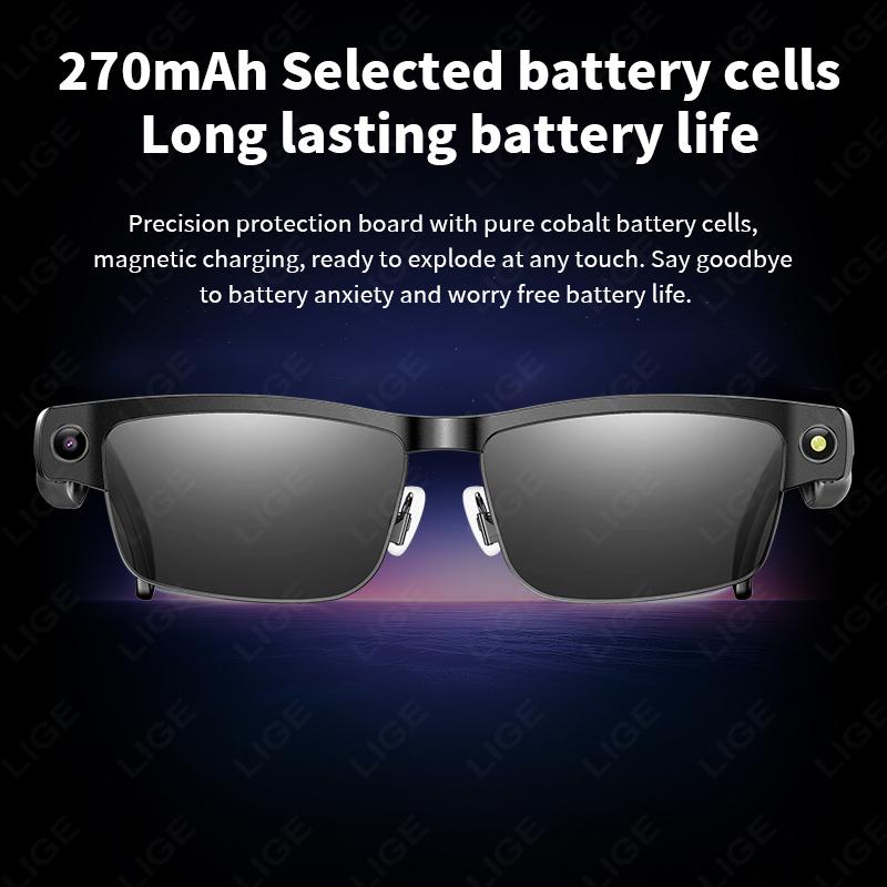 Smart Black Glasses with 8 Million Pixels, Video Recording, AI Photo Recognition, Answer Translation, 270mAh Battery, Latest Bluetooth Technology, Designed for New Usage