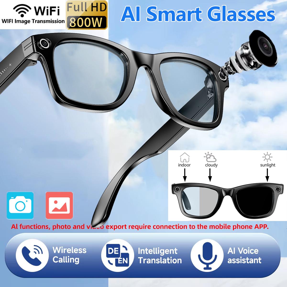 Smart Glasses, New Upgrade, With Camera Video Recording, AI Photo Recognition, Bluetooth Call, Translation, Voice Sunglasses, For Men, 2025
