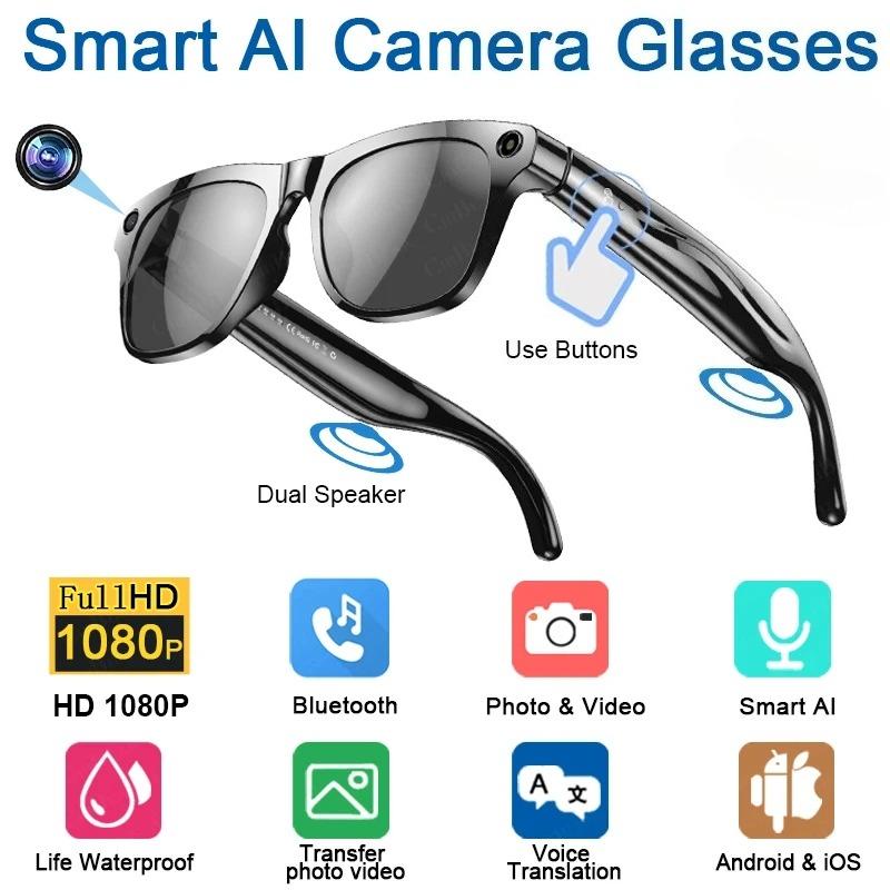 Smart Glasses with AI Upgrade 2026 High-Quality HD Camera 100MP, 4K Video, Bluetooth Calling, Portable ChatGPT Feature, Built-in 260mAh Battery, LED Flashlight, Waterproof Rating IP65