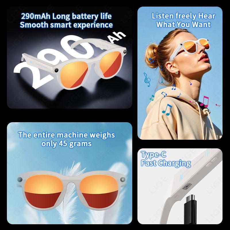 Discover the Revolutionary Features of LIGE AI Smart Glasses 6K HD Camera Glass Multifunctional Bluetooth Call Voice Assistant Music Play Translation Glasses 2026 New