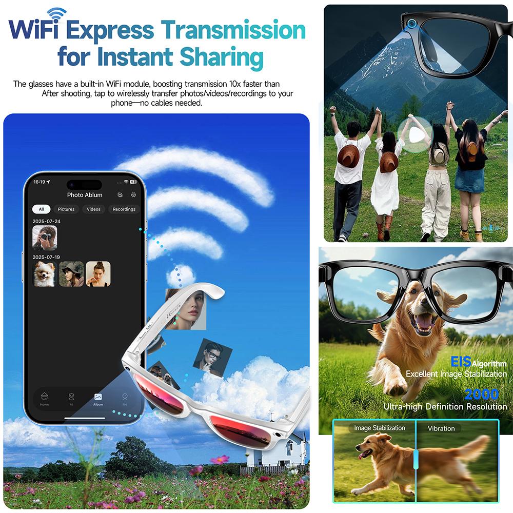 2026 AI Smart Color-Changing Camera Glasses 800W Men Translation Glasses Photo Video Recording Waterproof Call Smart Sunglasses