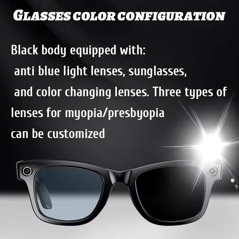 2025 New With 8MP CameraSmart GlassesVideo Recording AI Photo Recognition Bluetooth Call Translation Voice Sunglasses Men Women