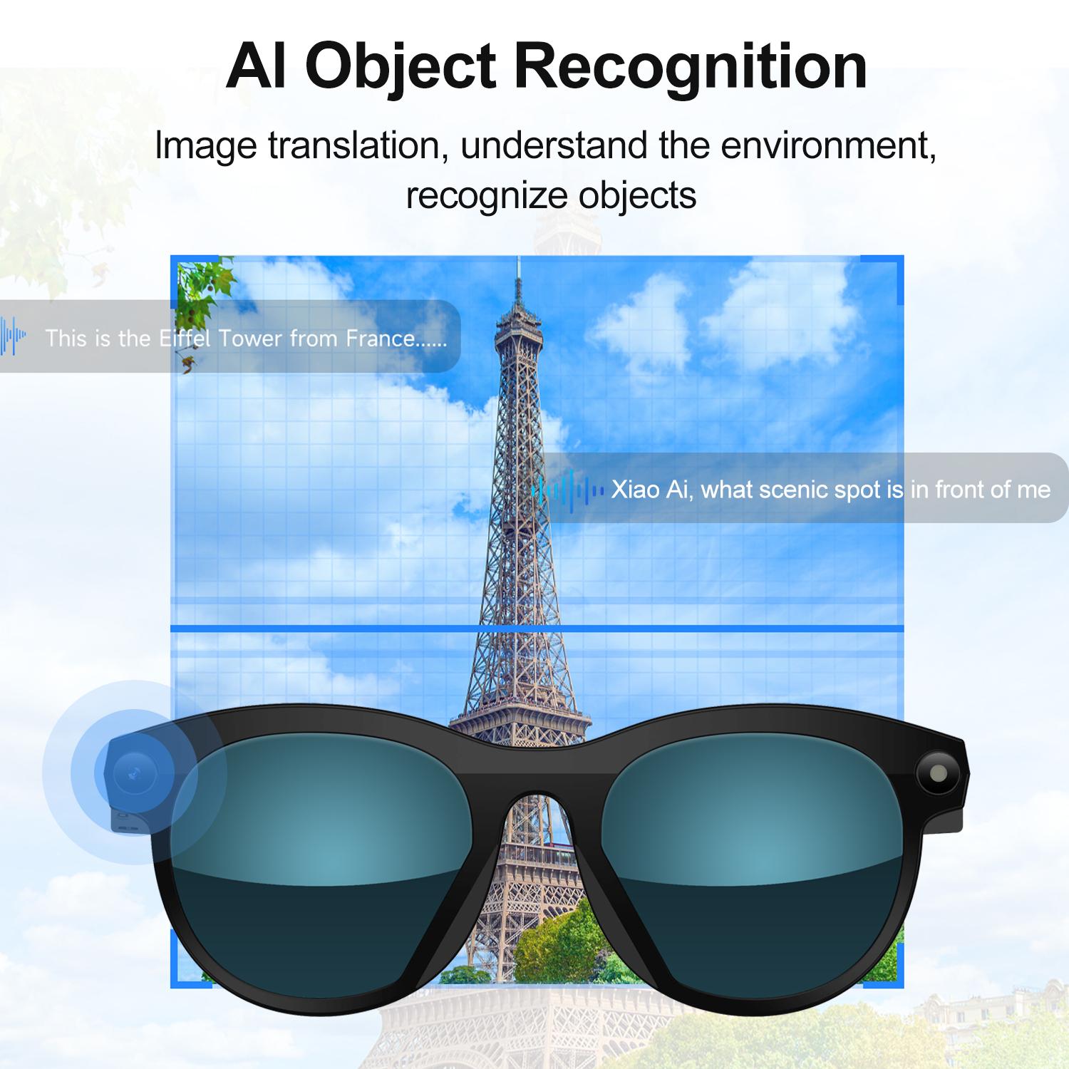 AI Smart Camera Glasses Video Record Bluetooth Calling Voice Assistant Music Player Translation Multifunctional Camera Glasses