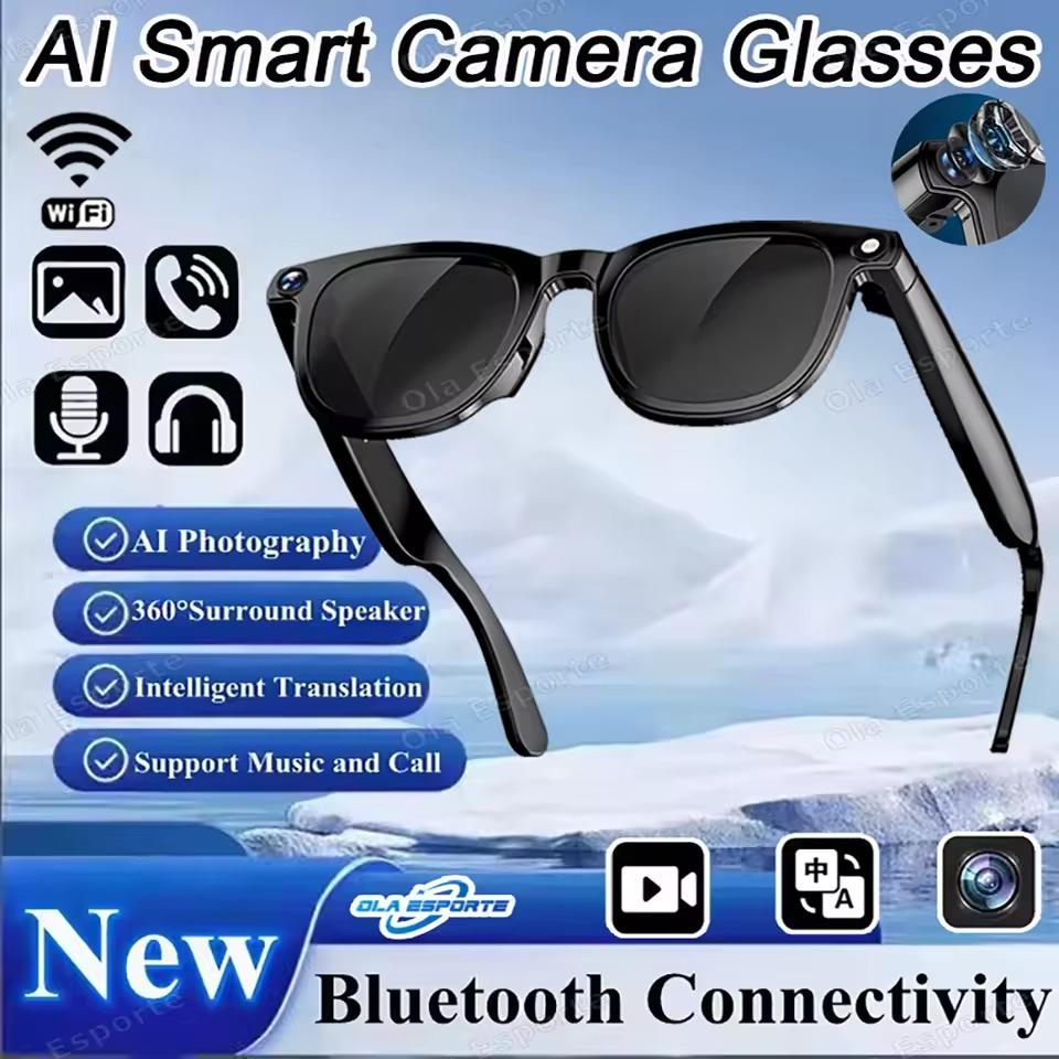 Smart glasses with new HD AI camera, 800W resolution, Bluetooth connectivity, voice call functionality, AI conversation recognition, voice assistant, ideal for sports, model CY01