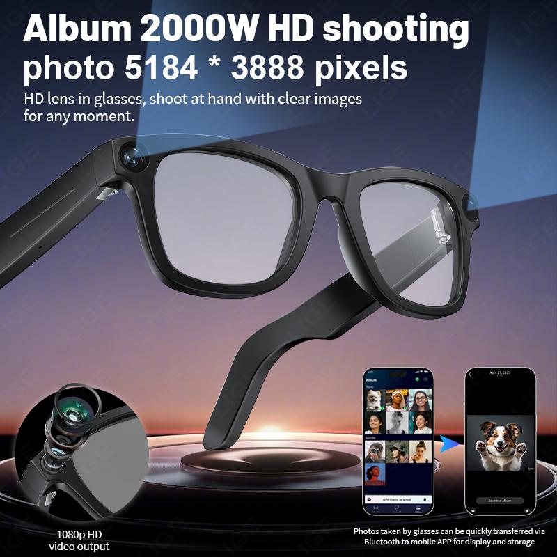 Smart Glasses Camera Sunglasses 800W AI Translator Recording Video Photo Wireless Bluetooth Touch Anti-blue Light Smart Glasses