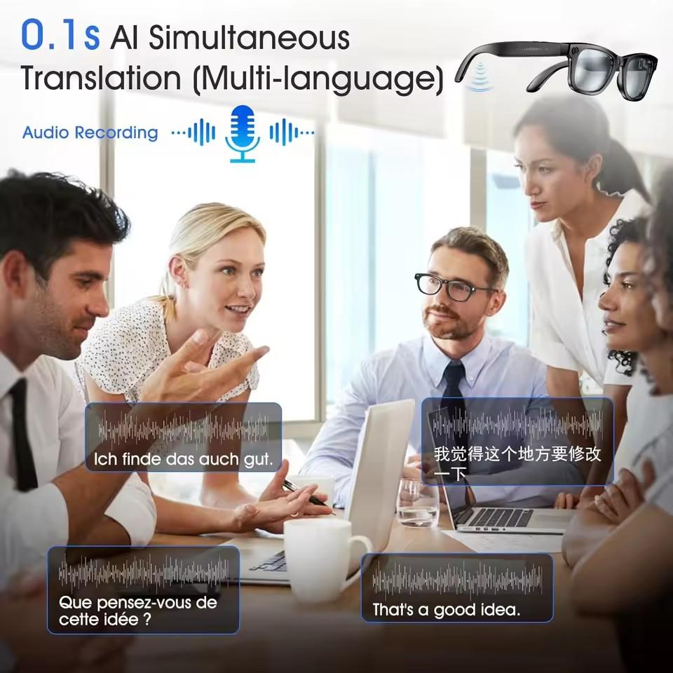 5 Surprising Benefits of Using Smart glasses, new arrival for men and women, featuring an 8MP camera with WiFi and Bluetooth connectivity, touch control system, IP65 water resistance, AI translation, noise cancellation, and AI-powered functionality.