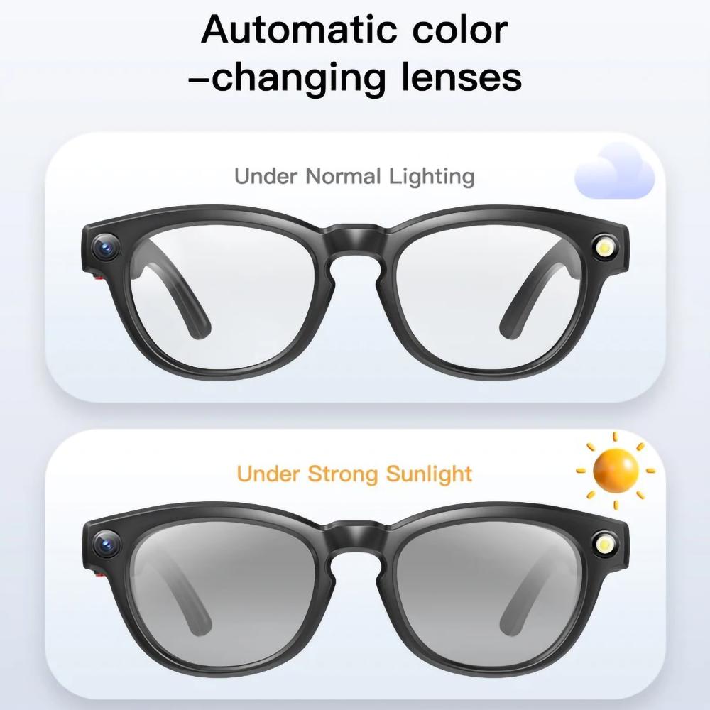 Smart glasses, Q8 AI, real-time translation, HD image restoration, sunglasses with music playback, suitable for office, business, travel, sports, camera