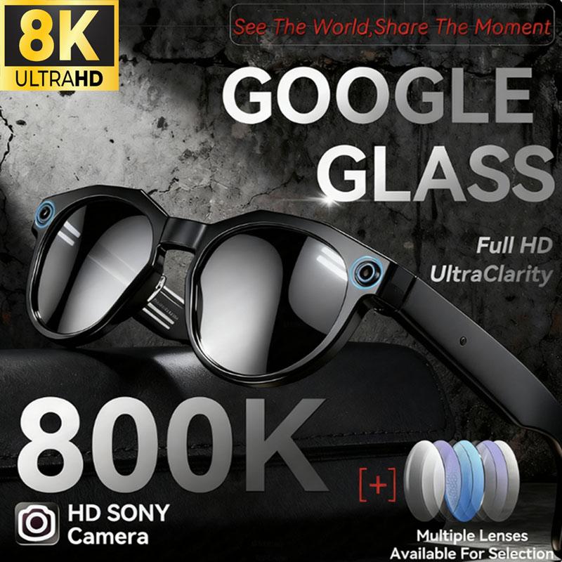 Smart glasses with AI 8K HD technology, designed for men, featuring GPT chat, an 800MP camera, Bluetooth calling, AI translation, voice assistant control, sunglasses style, also suitable for women, model year 2026