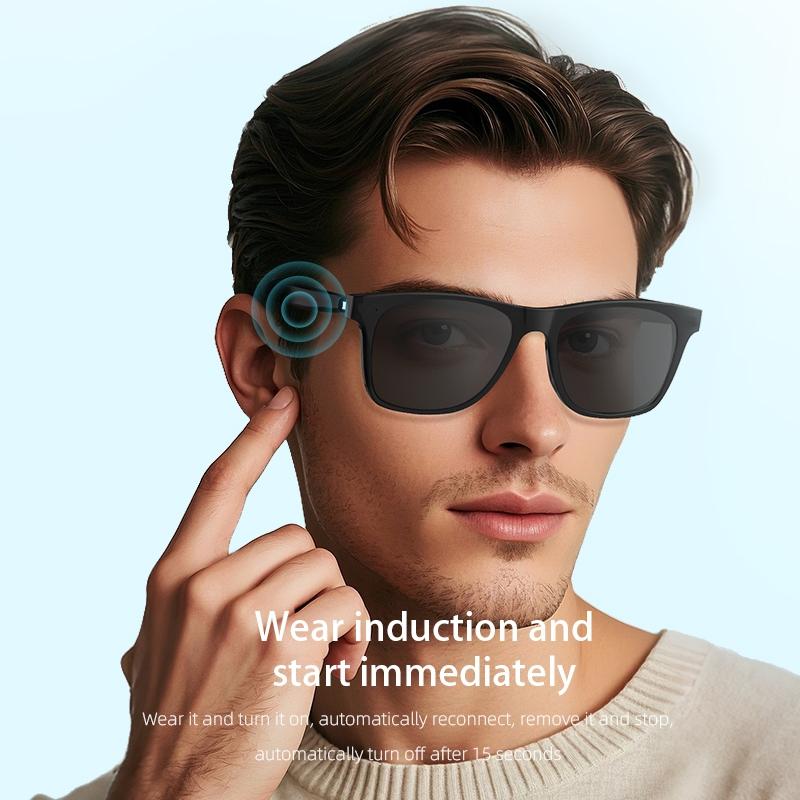 Bluetooth Smart Glasses for Calls Music Play Noise Canceling Waterproof IP68 Can Exchange Lens Wireless Sunglasses for Men Women