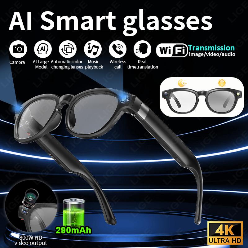 LIGE Smart AI Glasses 800W 4K HD Camera Shooting Video 290mAh Chat Voice Control Translation Bluetooth Call Color-change Lenses vs Competitors: Which One Should You Choose?
