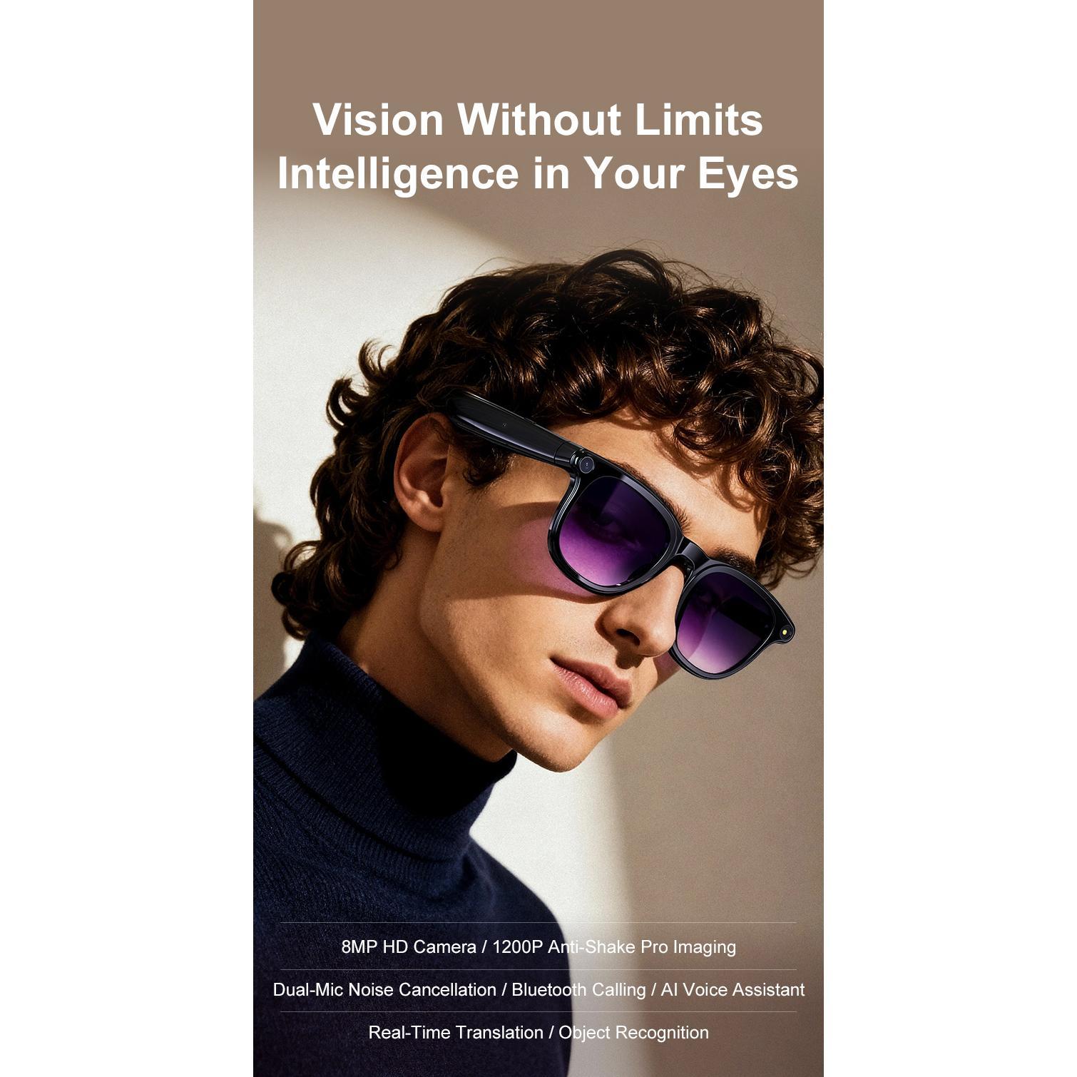 AI Smart Glasses Chat GPT 800MP HD Camera Bluetooth Call Voice Assistant Smart Glasses Real-time Translation Open-Ear Sunglasses