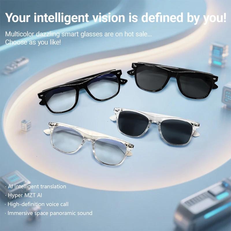 Discover the Revolutionary Features of Smart Glasses with AI Translation, Supporting Over 100 Languages, Make and Receive Calls, Music Playback, Noise Reduction, Lightweight, Designed for TWS Use, Suitable for Men and Women
