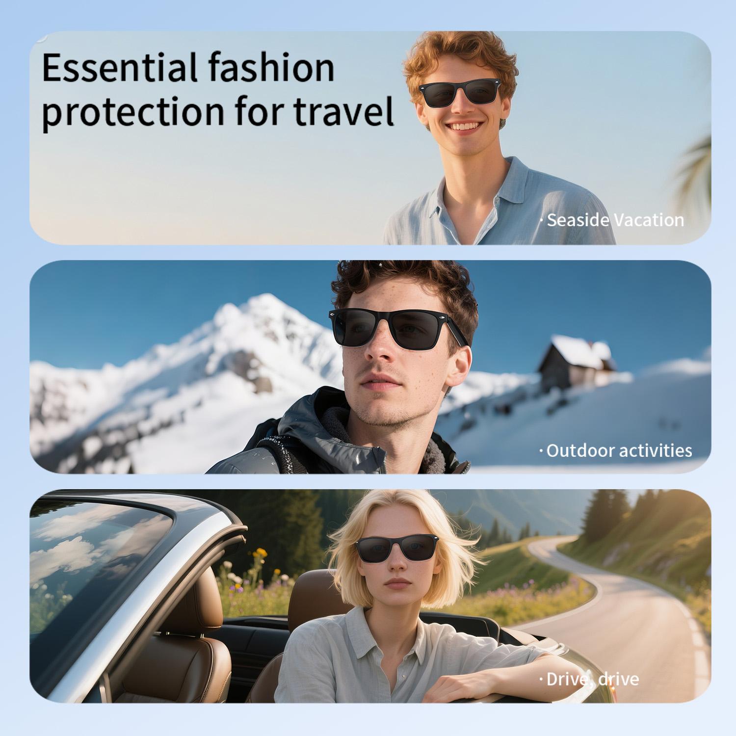 New Smart Glasses  AI Translation Camera Control Bluetooth Call Headphones Fashionable Sunglasses Intelligent Men Women Gifts