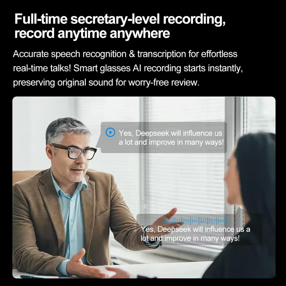 New 800W Camera AI Glasses Men Color-Changing Smart Translation Glasses Photo Video Recording Waterproof Call Smart Sunglasses