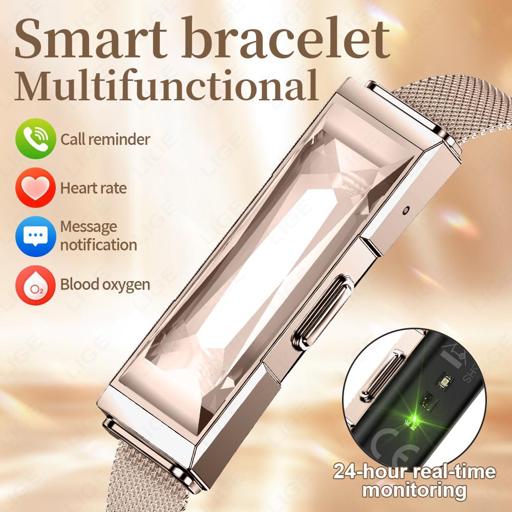 LIGE Smart Jewellery Bracelet Call Reminder Heart Rate Sleep Sports Fitness Tracker Pedometer Smart Watch Fashion Ladies Gift