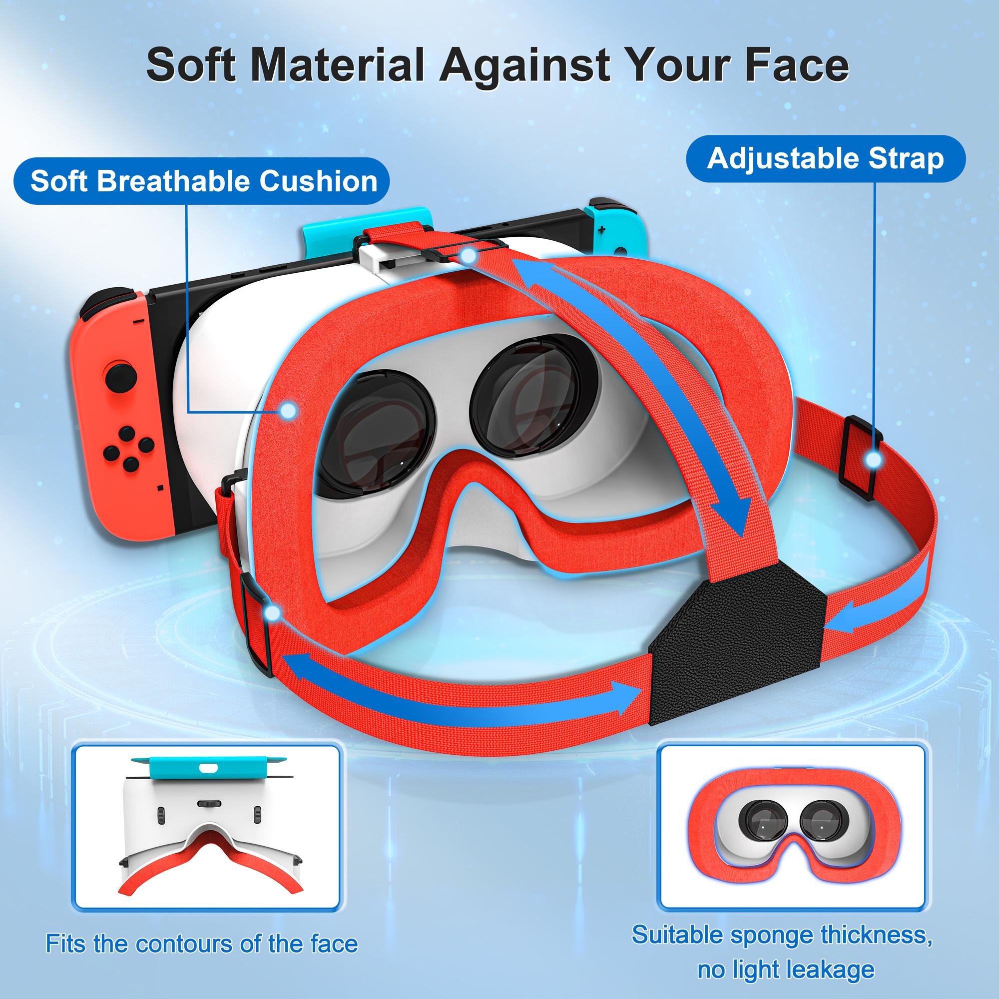 VR Glasses, Compatible with Nintendo Switch OLED, 3D Glasses, Virtual Reality, Movie Viewer for Switch Game Headset, Adjustable Large Lenses, VR Glasses